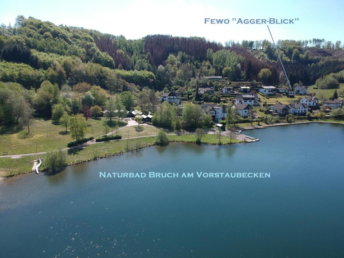 Seeblick-Ferienwohnung Im "Ferienhaus Agger-Blick" Mit Traumhafter Sonnen-Terrasse, Sauna, E-Kamin & Kajak Гуммерсбах Экстерьер фото