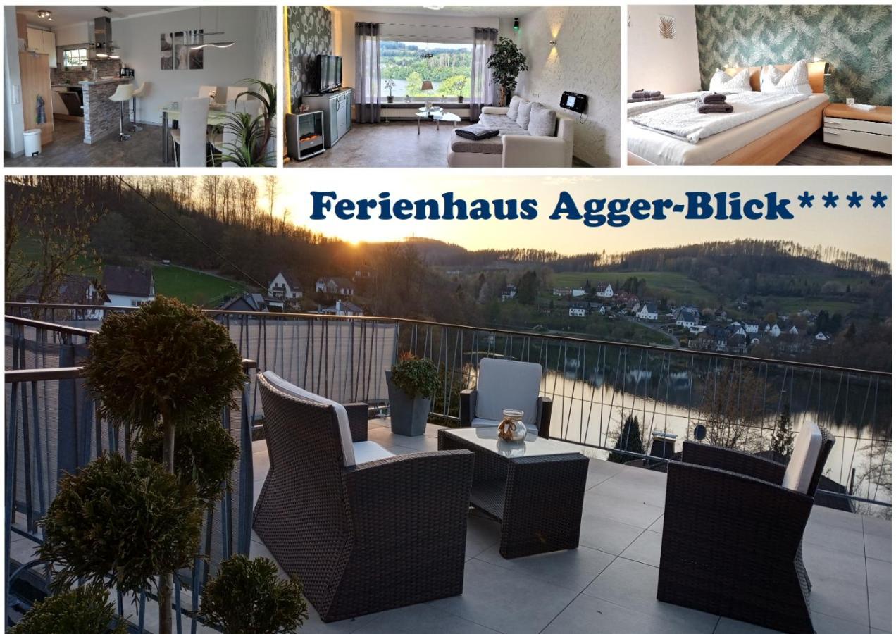 Seeblick-Ferienwohnung Im "Ferienhaus Agger-Blick" Mit Traumhafter Sonnen-Terrasse, Sauna, E-Kamin & Kajak Гуммерсбах Экстерьер фото